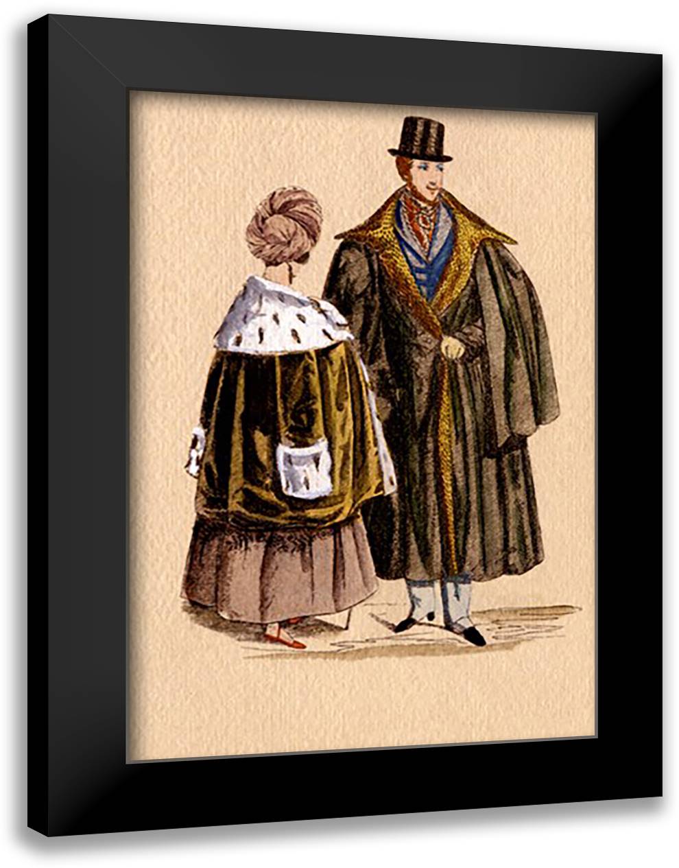 Couples in Furs 16x22 Black Modern Wood Framed Art Print Poster