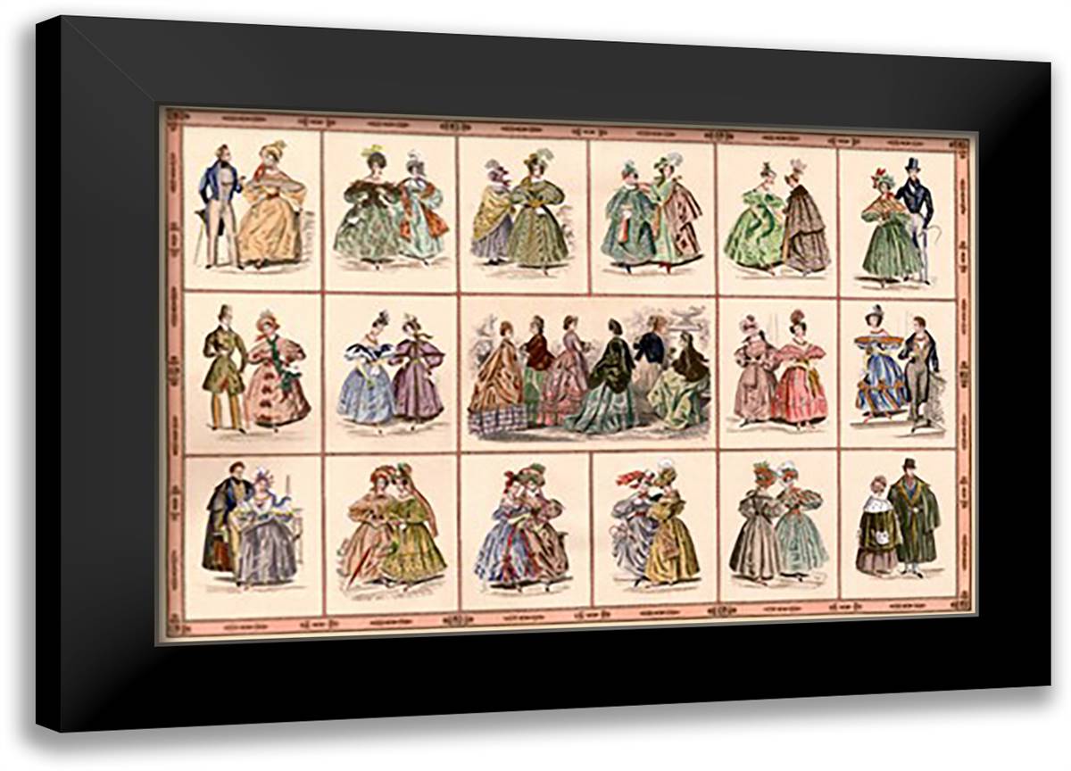 Italian Fashion of 1833 - Composite #2 22x16 Black Modern Wood Framed Art Print Poster