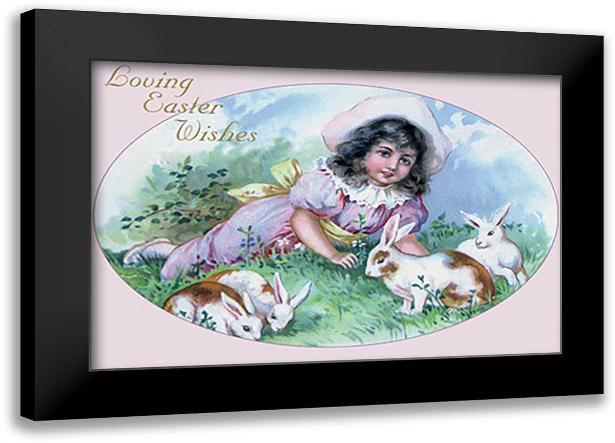 Easter Girl 22x16 Black Modern Wood Framed Art Print Poster