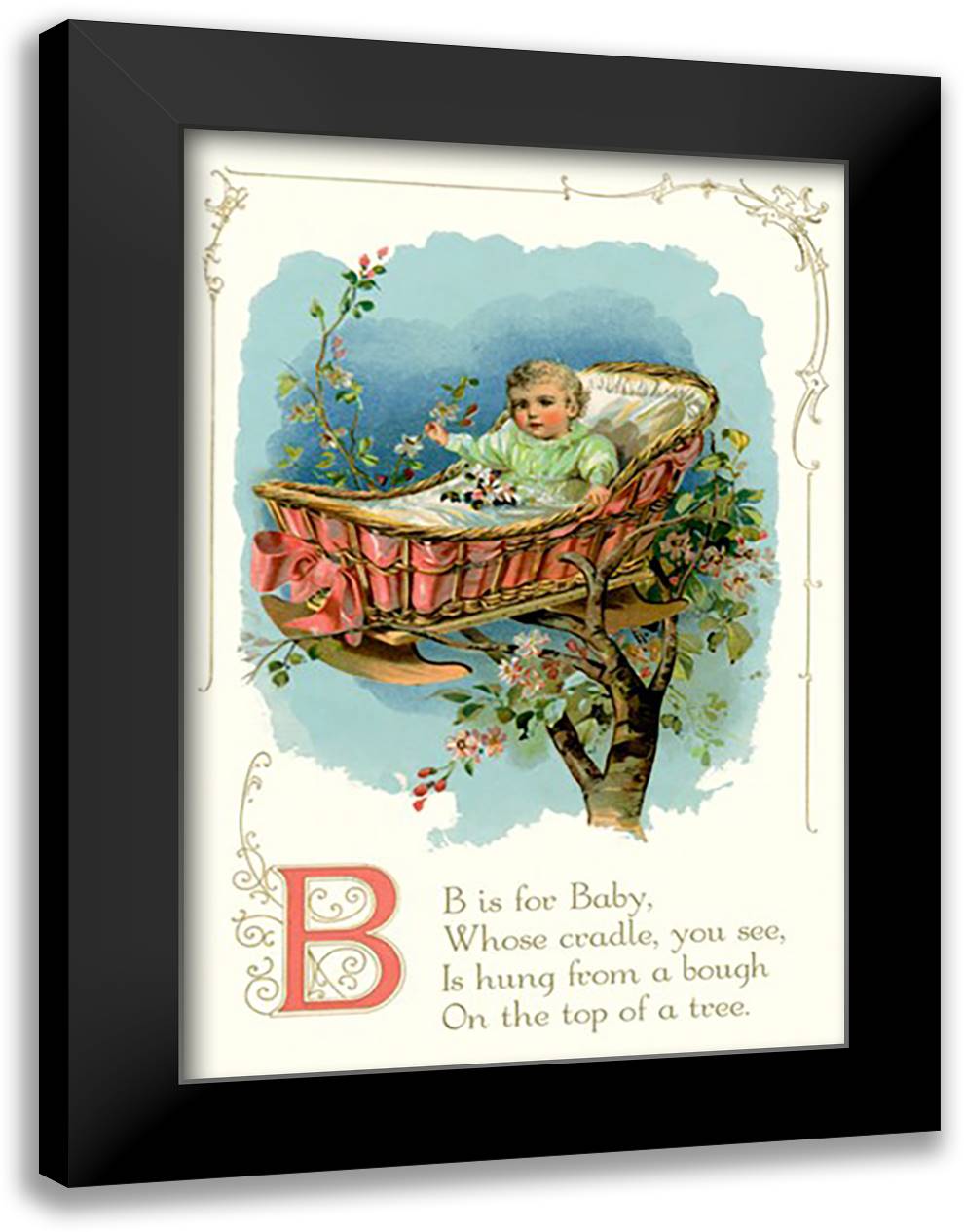 B is for Baby 16x22 Black Modern Wood Framed Art Print Poster