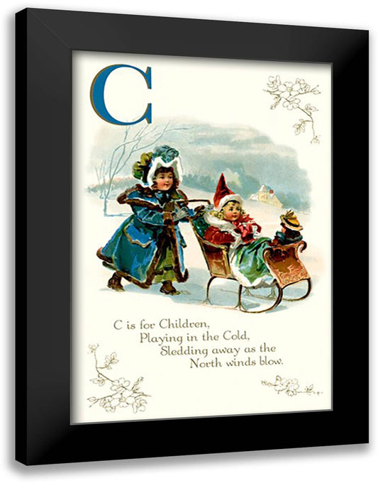 C is for Children 16x22 Black Modern Wood Framed Art Print Poster