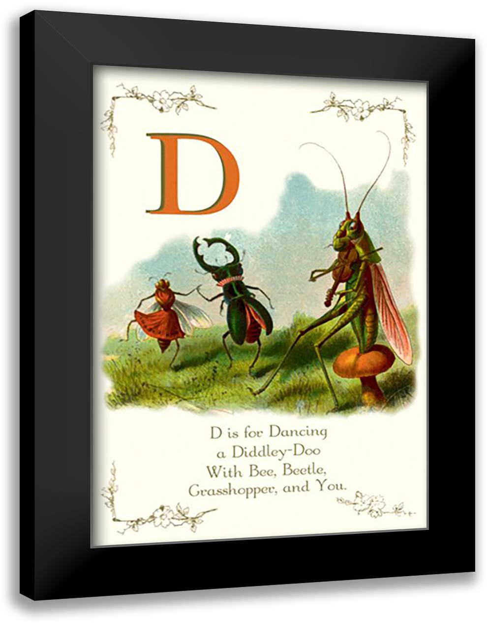 D is for Dancing 16x22 Black Modern Wood Framed Art Print Poster