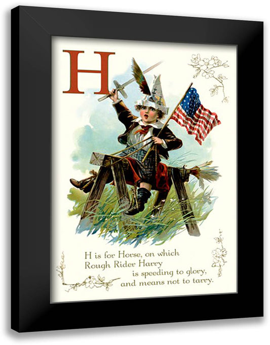 H is for Horse 16x22 Black Modern Wood Framed Art Print Poster