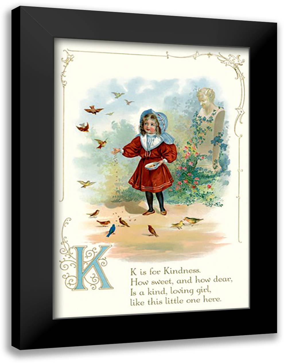 K is for Kindness 16x22 Black Modern Wood Framed Art Print Poster