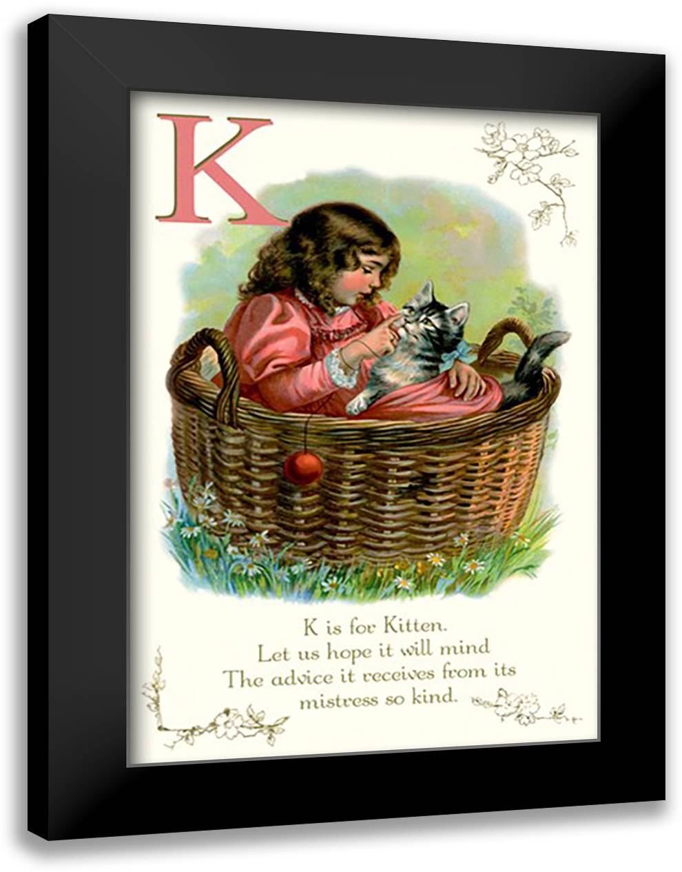 K is for Kitten 16x22 Black Modern Wood Framed Art Print Poster