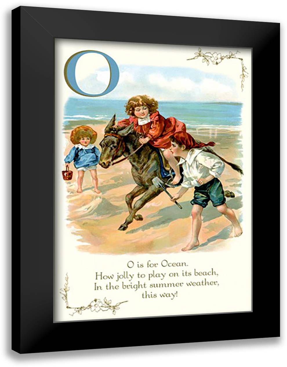 O is for Ocean 16x22 Black Modern Wood Framed Art Print Poster