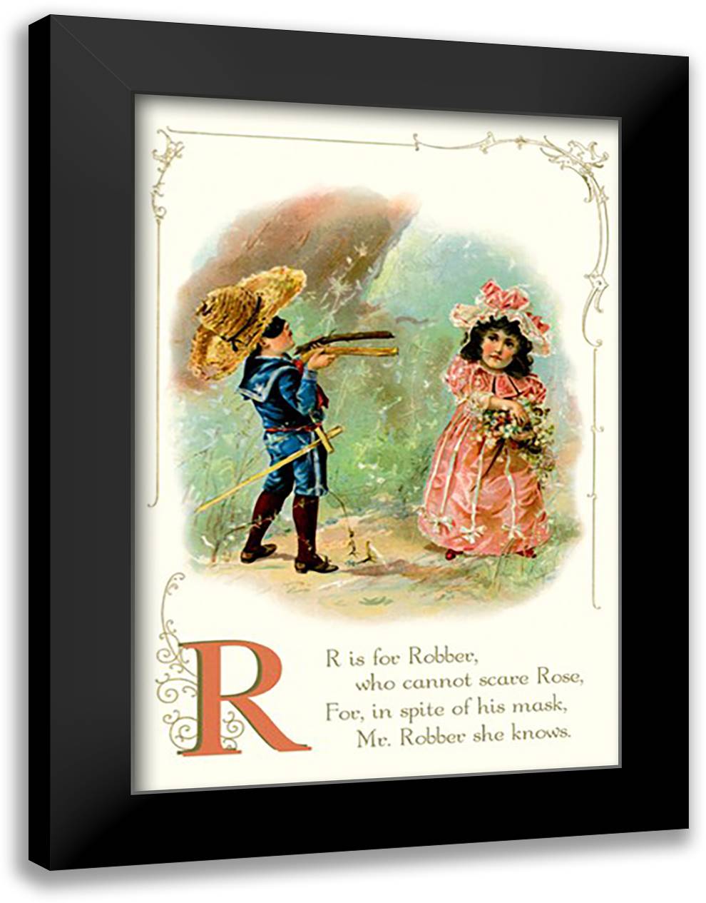 R is for Robber 16x22 Black Modern Wood Framed Art Print Poster