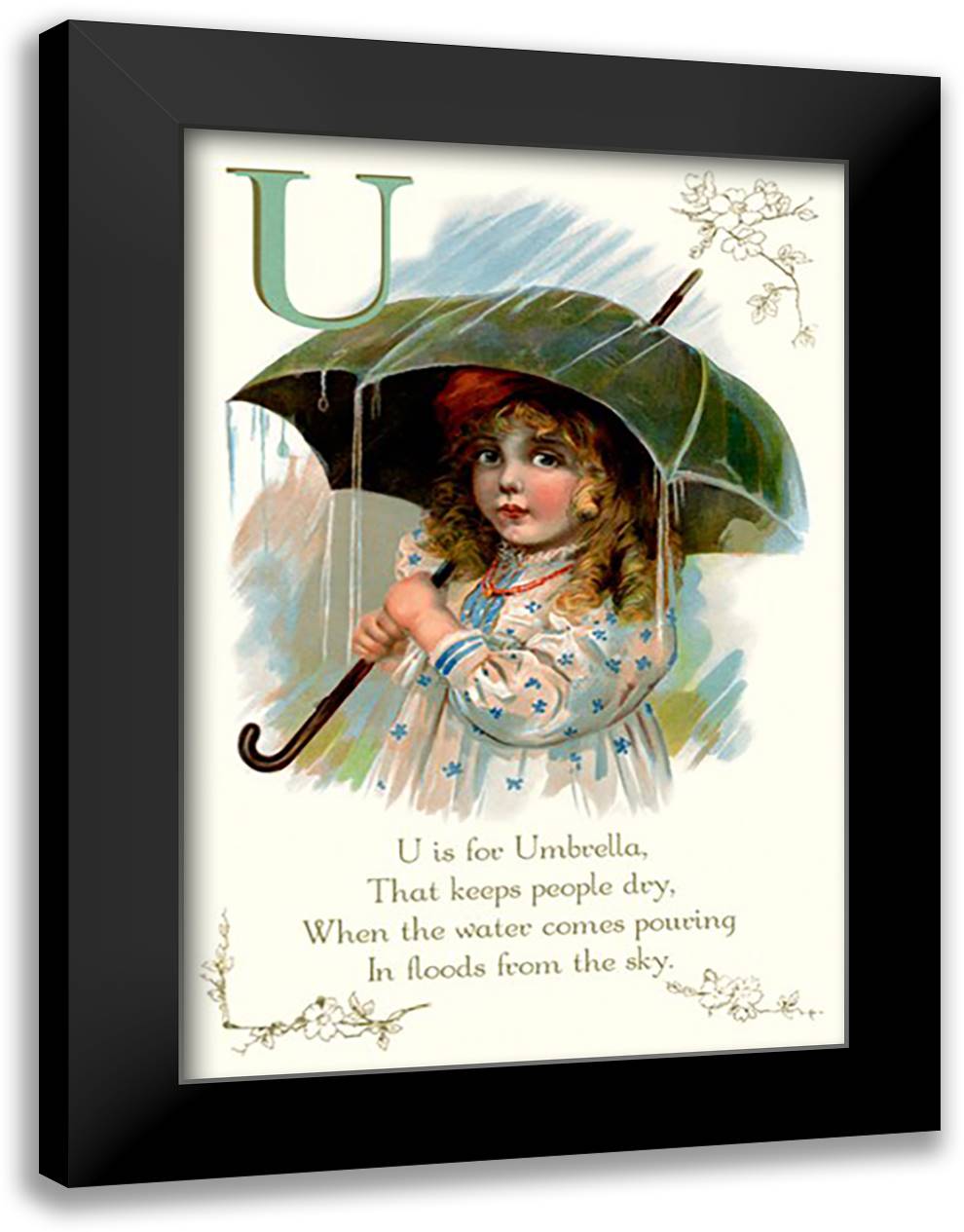 U is for Umbrella 16x22 Black Modern Wood Framed Art Print Poster