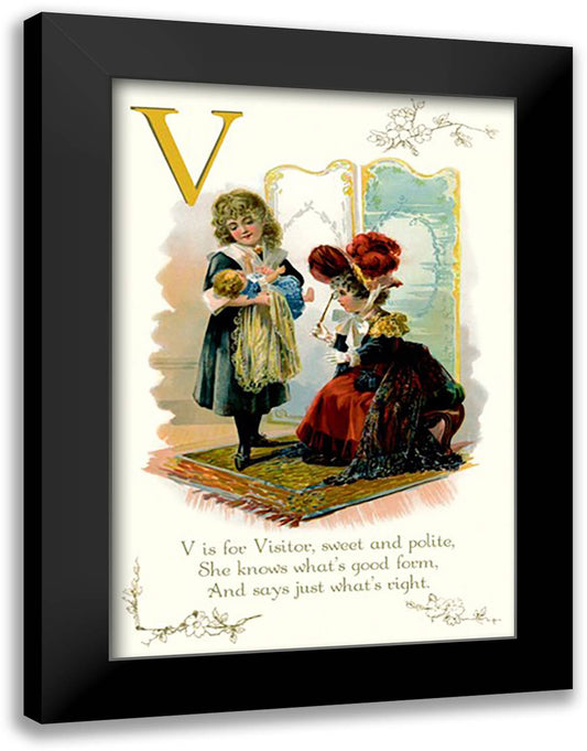 V is for Visitor 16x22 Black Modern Wood Framed Art Print Poster