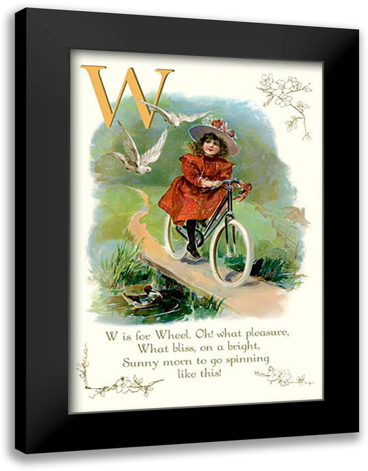 W is for Wheel 16x22 Black Modern Wood Framed Art Print Poster