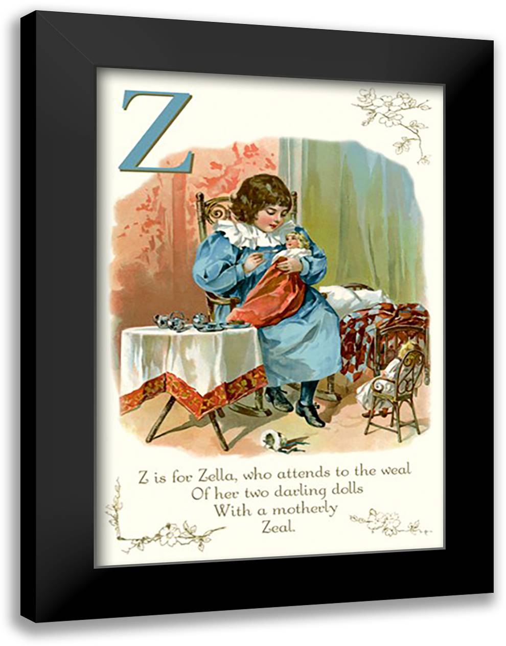 Z is for Zella 16x22 Black Modern Wood Framed Art Print Poster