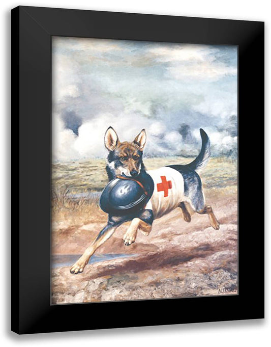 Red Cross Dog 16x22 Black Modern Wood Framed Art Print Poster by Pope, Alexander