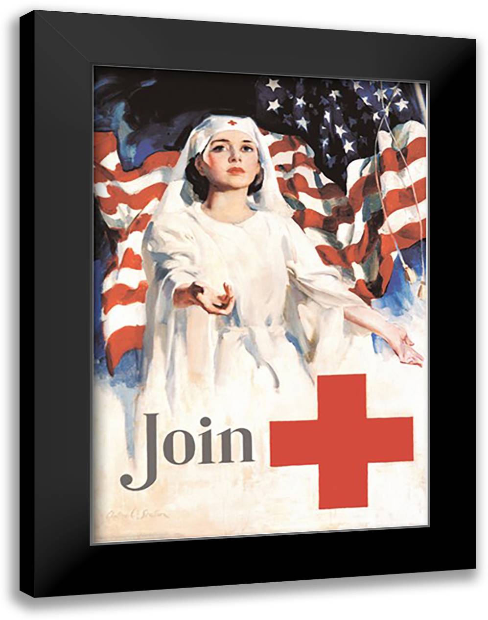 Join, American Red Cross 16x22 Black Modern Wood Framed Art Print Poster by Seaton, Walter W.