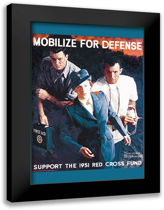 Mobilize for Defense 16x22 Black Modern Wood Framed Art Print Poster by Rockwell, Norman