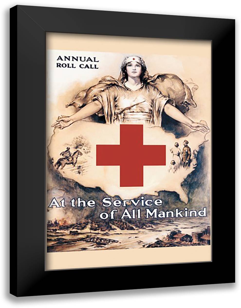 At the Service of All Mankind 16x22 Black Modern Wood Framed Art Print Poster by Wilbur, Lawrence