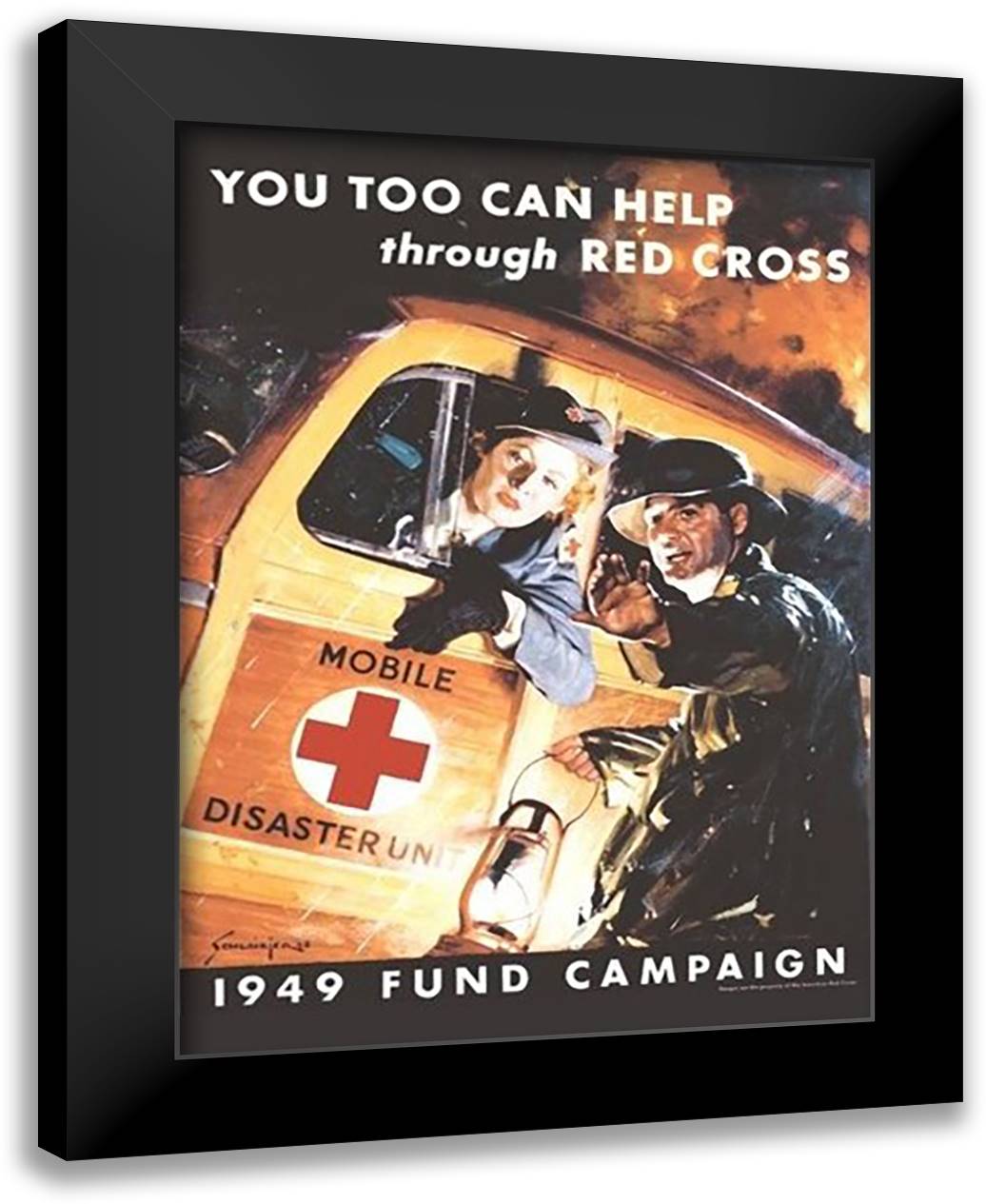 You Too Can Help Through Red Cross 16x22 Black Modern Wood Framed Art Print Poster by Schlaikjer, Jes