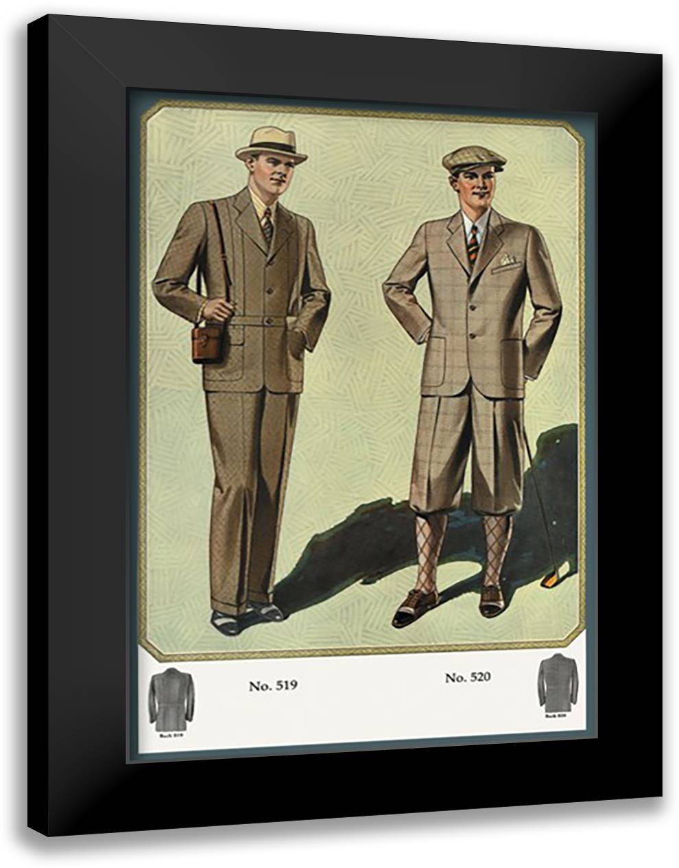 Three-Button Norfolk 16x22 Black Modern Wood Framed Art Print Poster