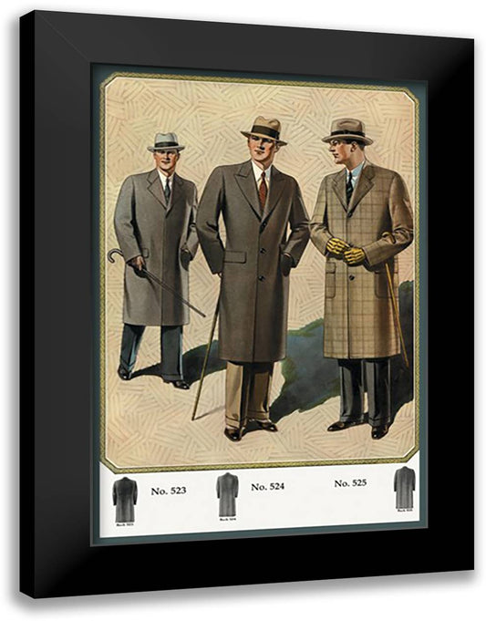 Chesterfield Fly-Front Overcoat 16x22 Black Modern Wood Framed Art Print Poster