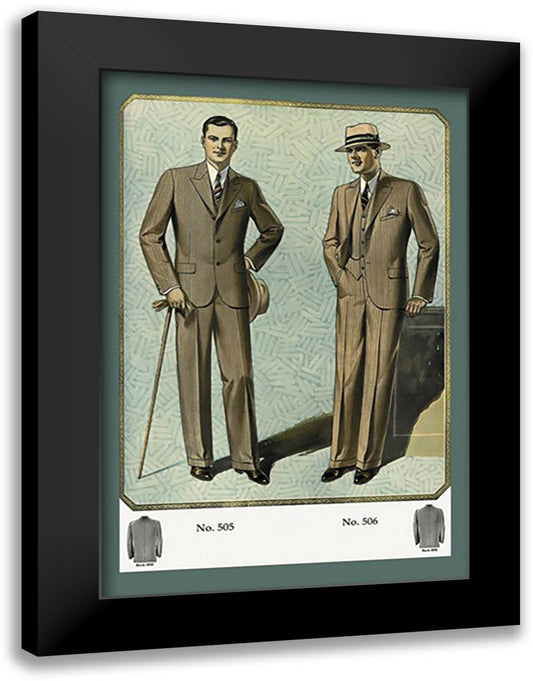 Young Men's Three-Button Sack #2 16x22 Black Modern Wood Framed Art Print Poster