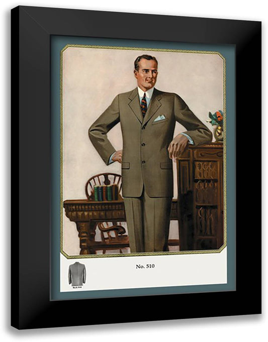 Three-Button Conservative Sack 16x22 Black Modern Wood Framed Art Print Poster