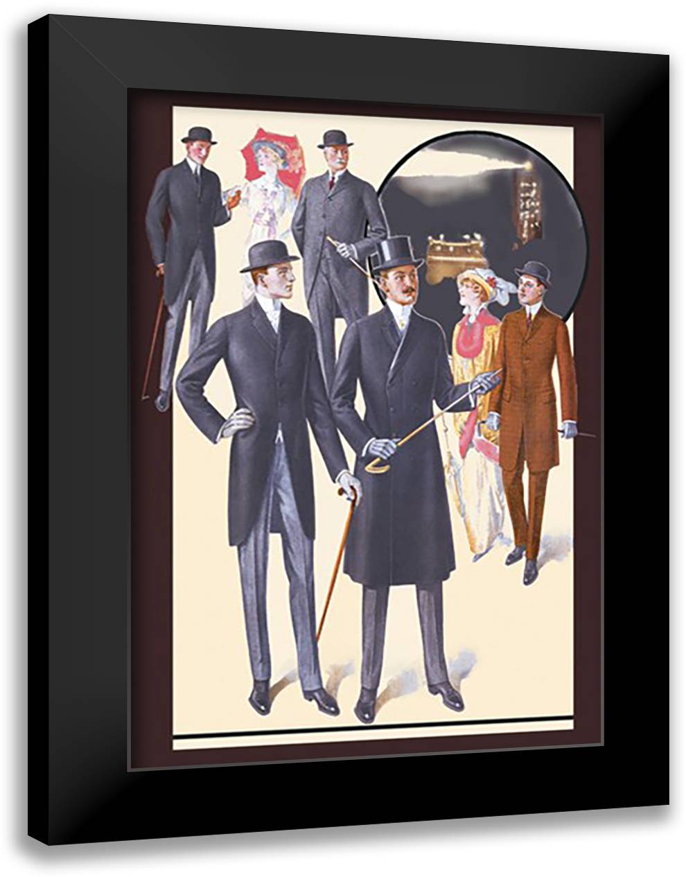 Night on the Town 16x22 Black Modern Wood Framed Art Print Poster