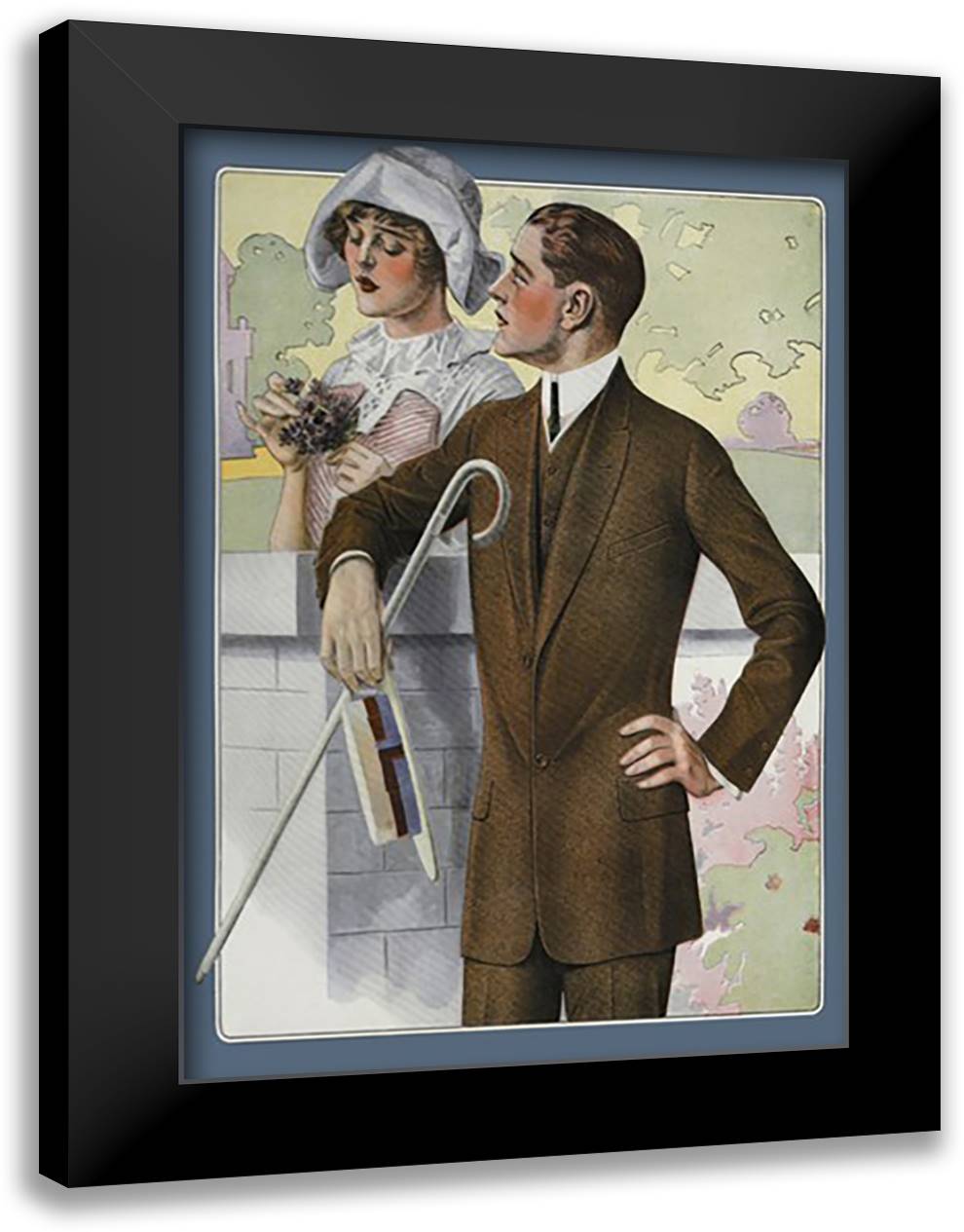 Dapper Man and Maudlin Girl 16x22 Black Modern Wood Framed Art Print Poster