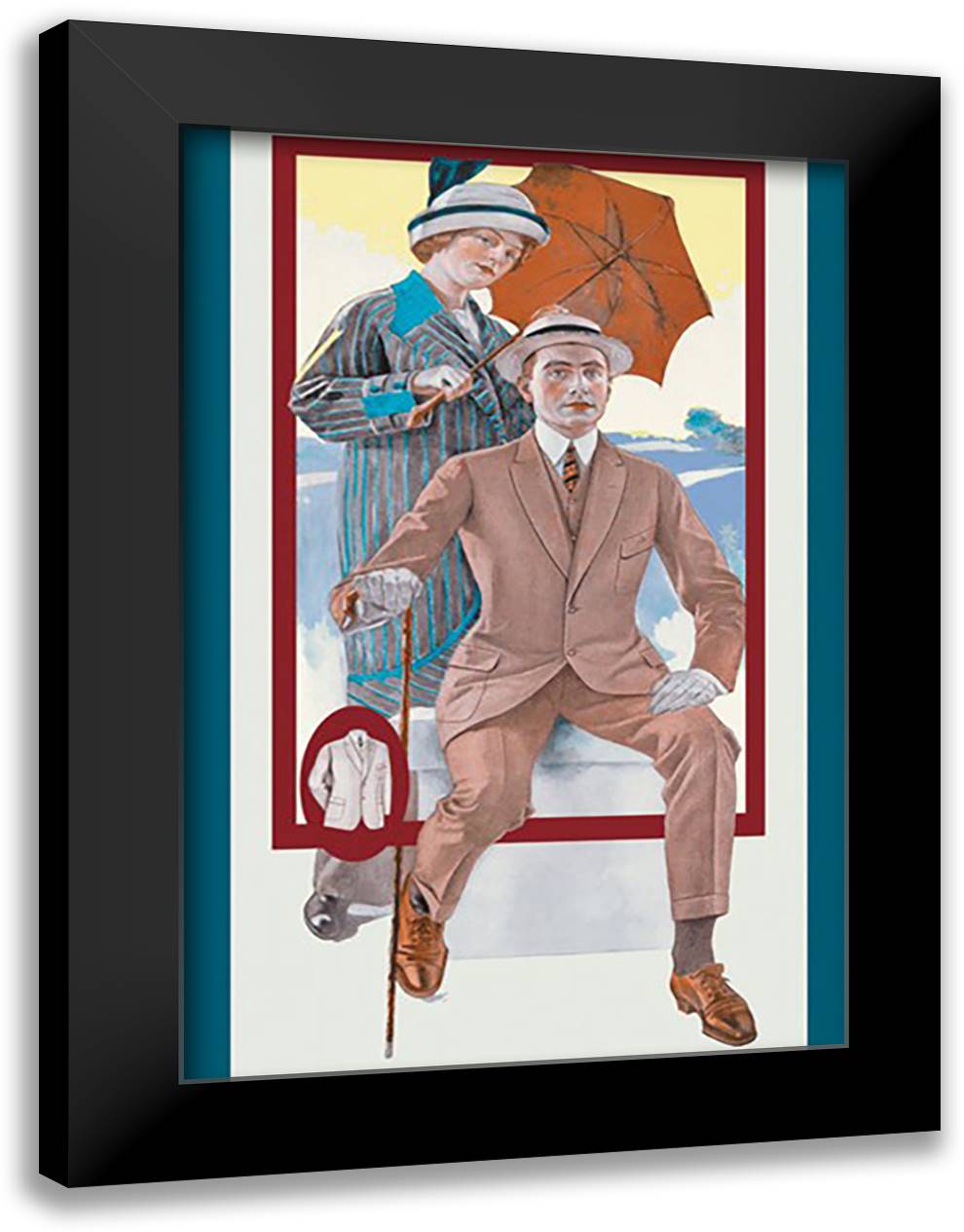 Well-Dressed Couple 16x22 Black Modern Wood Framed Art Print Poster