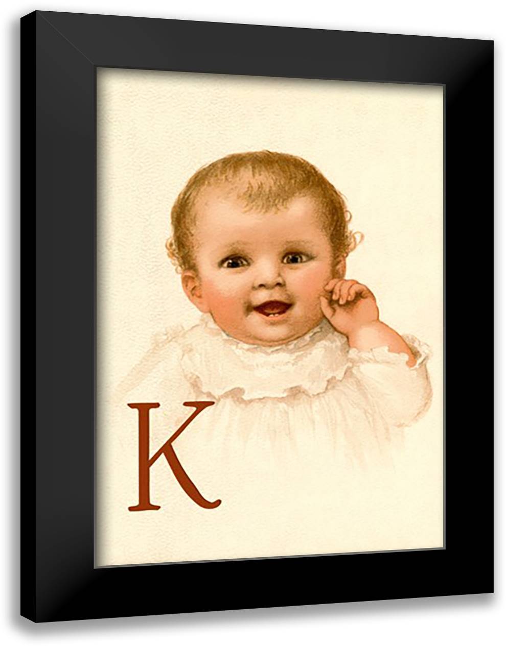 Baby Face K 16x22 Black Modern Wood Framed Art Print Poster by Waugh, Ida