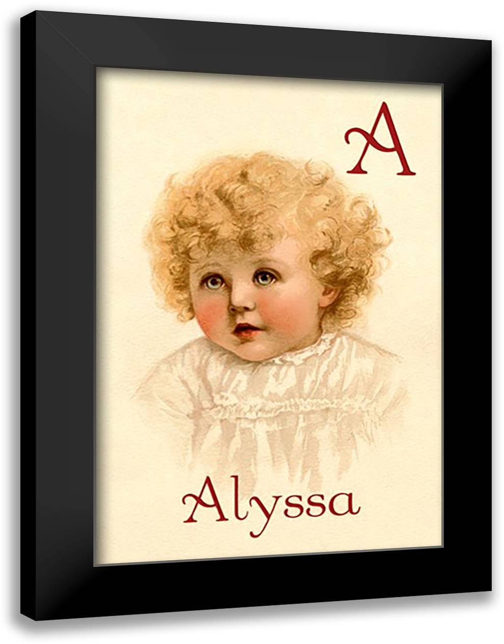 A for Alyssa 16x22 Black Modern Wood Framed Art Print Poster by Waugh, Ida