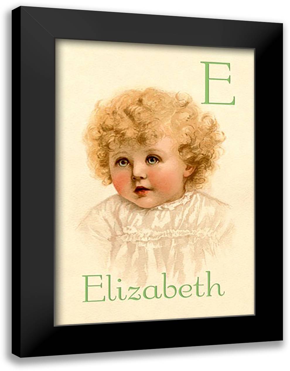 E for Elizabeth 16x22 Black Modern Wood Framed Art Print Poster by Waugh, Ida