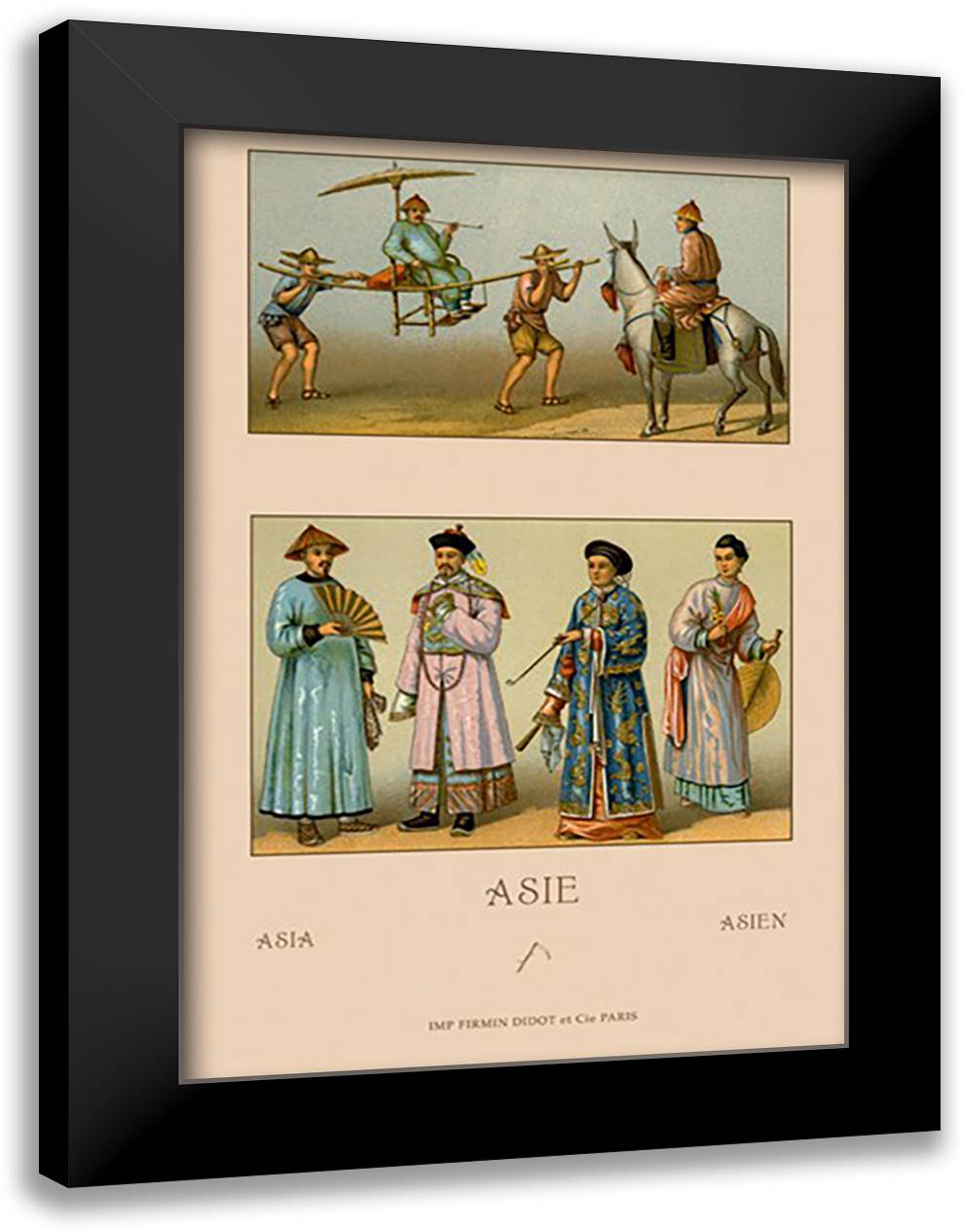 Mandarin Aristocracy 16x22 Black Modern Wood Framed Art Print Poster by Racinet, Auguste
