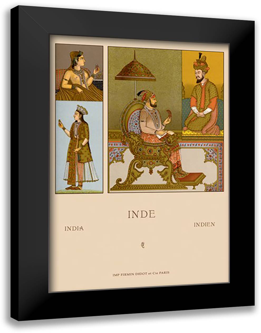 India - Moguls #1 16x22 Black Modern Wood Framed Art Print Poster by Racinet, Auguste