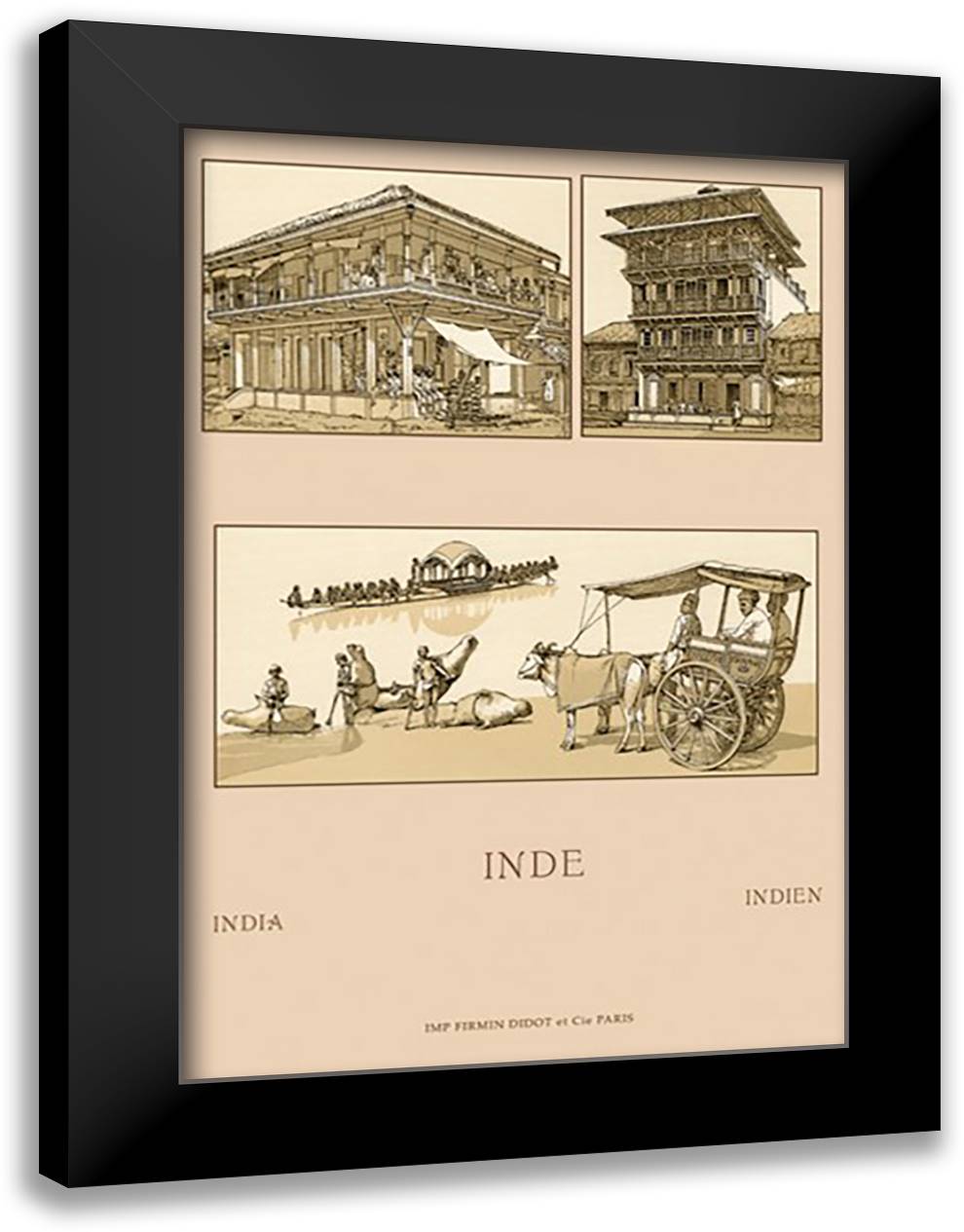 People and Places of India #2 16x22 Black Modern Wood Framed Art Print Poster by Racinet, Auguste
