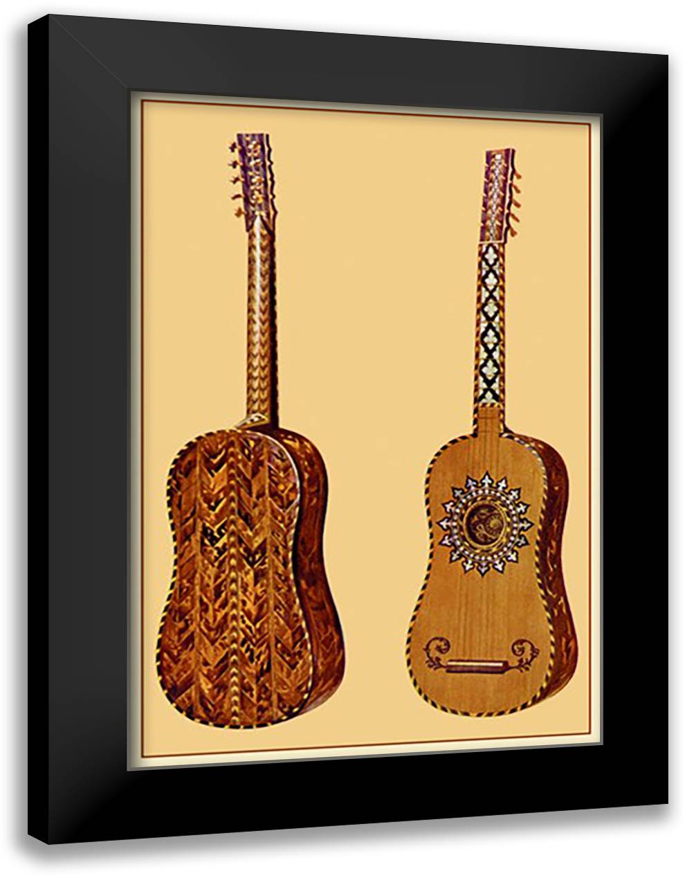 Rizzio Guitar 16x22 Black Modern Wood Framed Art Print Poster by Thomas, Theodore