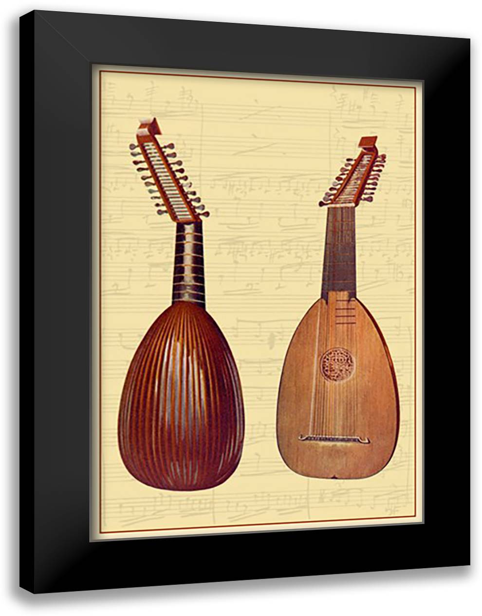 Lute 16x22 Black Modern Wood Framed Art Print Poster by Thomas, Theodore