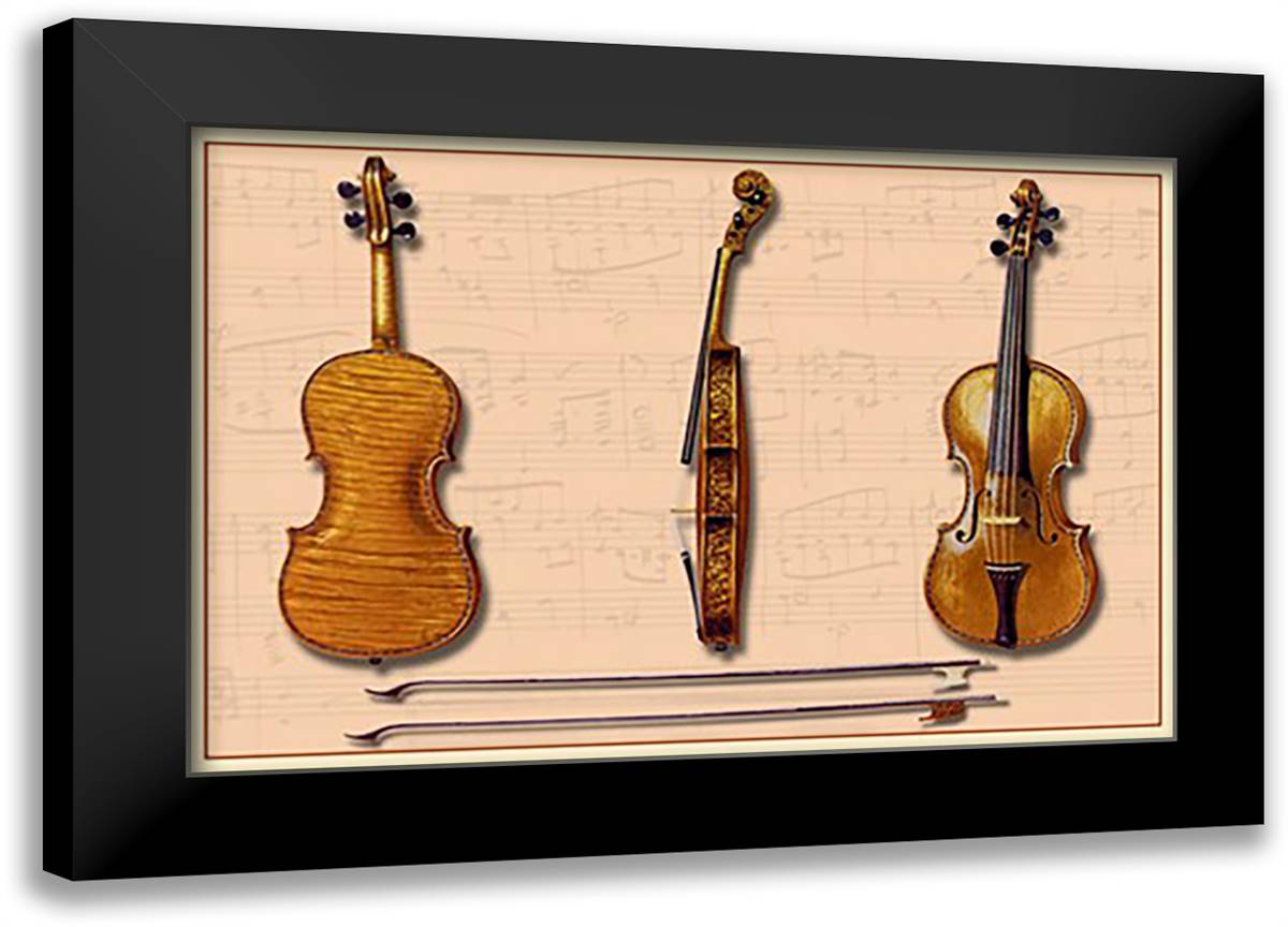 The Hellier Stradivarius and Two Old Bows 22x16 Black Modern Wood Framed Art Print Poster by Thomas, Theodore