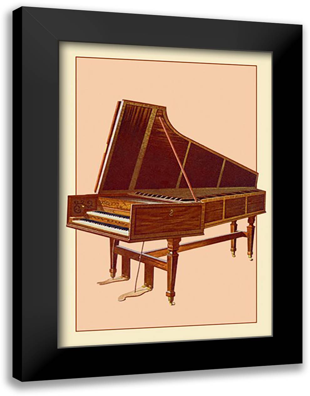 Empress Harpsichord 16x22 Black Modern Wood Framed Art Print Poster by Thomas, Theodore