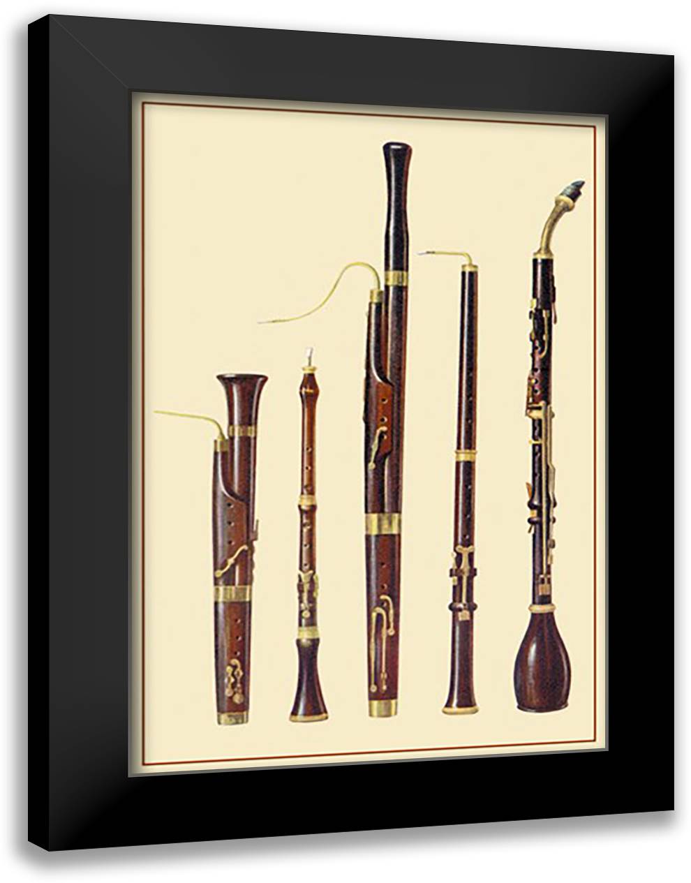 Dolciano, Oboe da Caccia, Oboe, Basset Horn and Bassoon 16x22 Black Modern Wood Framed Art Print Poster by Thomas, Theodore