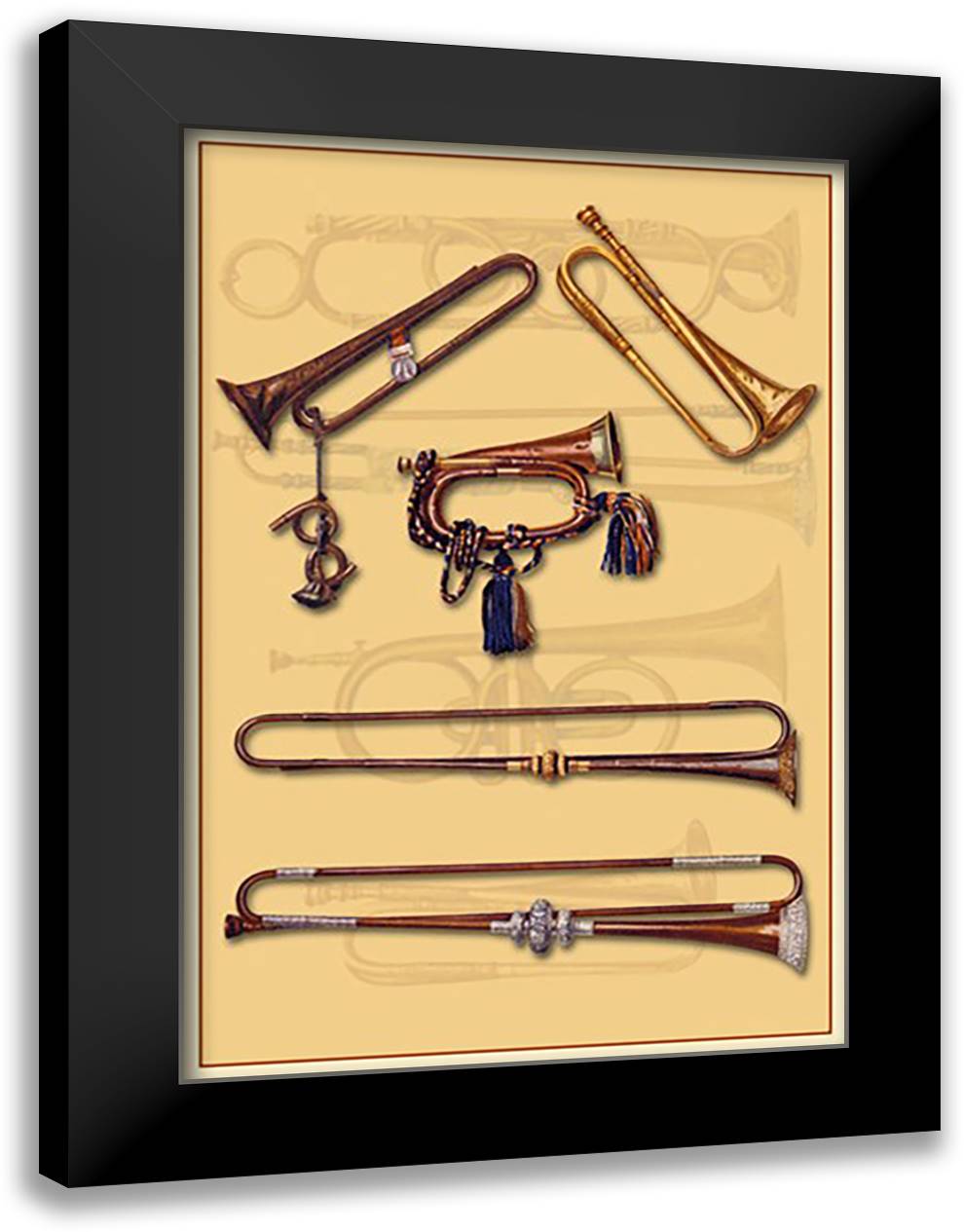 Calvary Bugle and Calvary Trumpets 16x22 Black Modern Wood Framed Art Print Poster by Thomas, Theodore