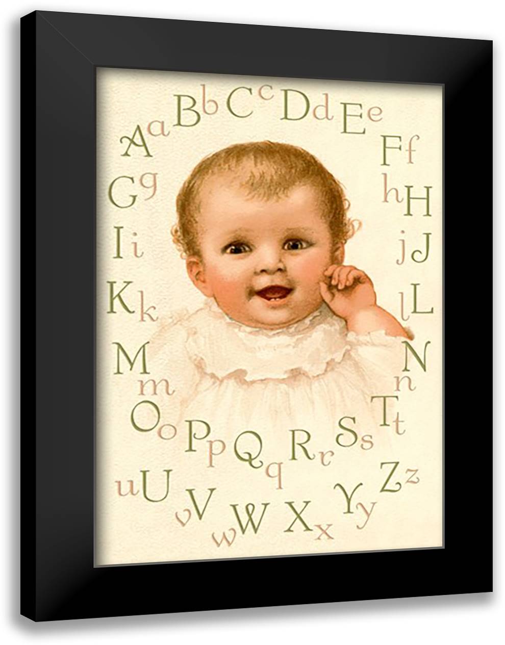 Baby's Alphabet 16x22 Black Modern Wood Framed Art Print Poster by Waugh, Ida
