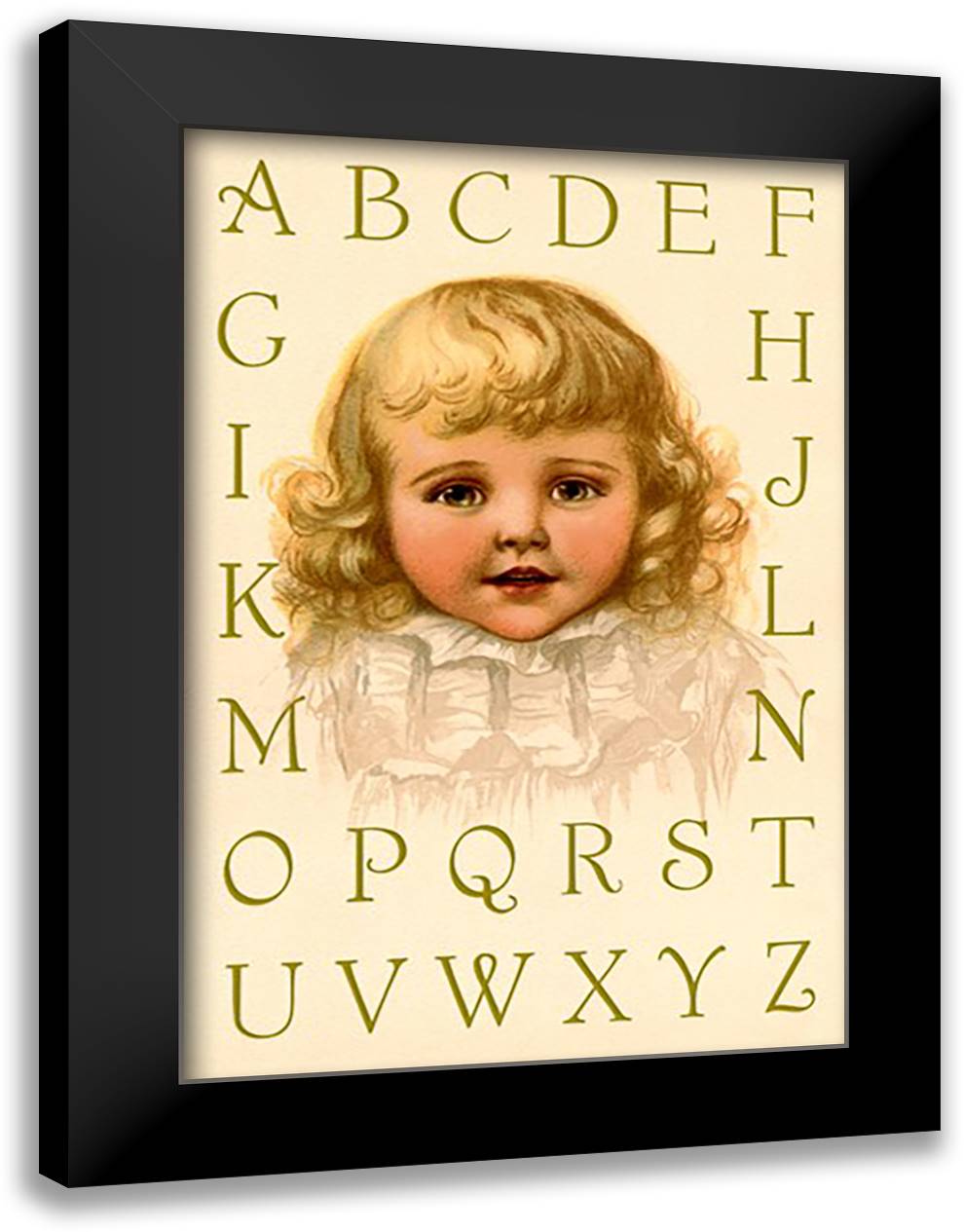 Big Girl Alphabet 16x22 Black Modern Wood Framed Art Print Poster by Waugh, Ida