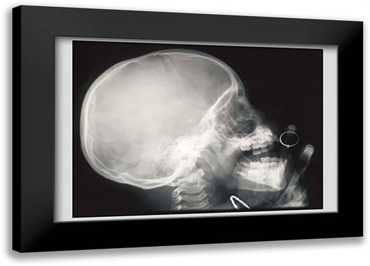 Skull and Hand 22x16 Black Modern Wood Framed Art Print Poster