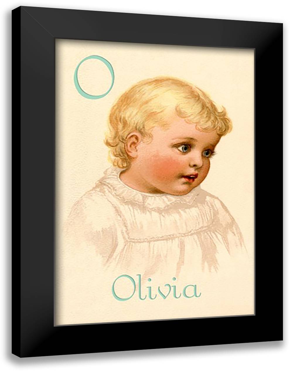 O for Olivia 16x22 Black Modern Wood Framed Art Print Poster by Waugh, Ida