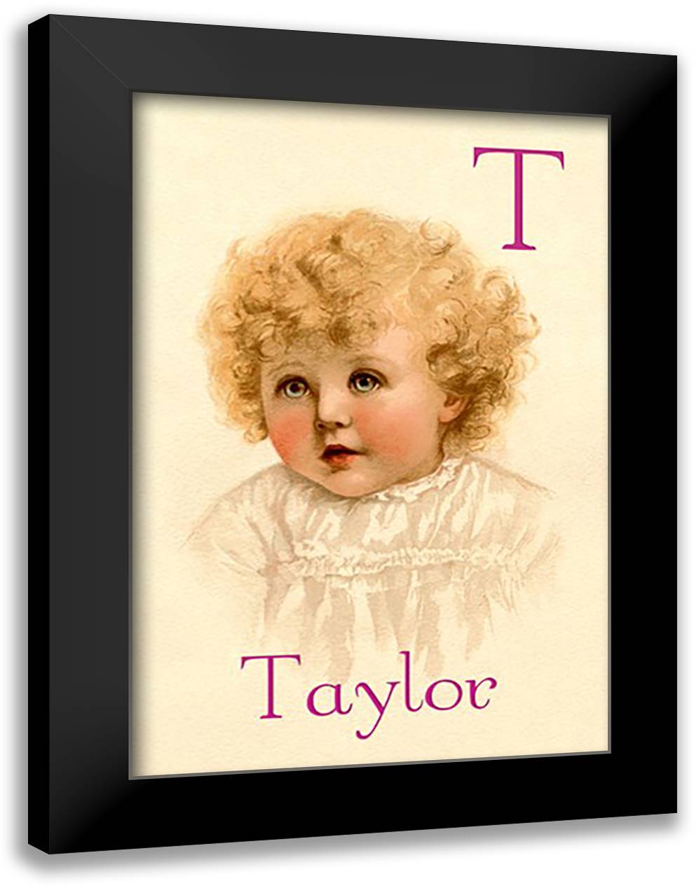 T for Taylor 16x22 Black Modern Wood Framed Art Print Poster by Waugh, Ida