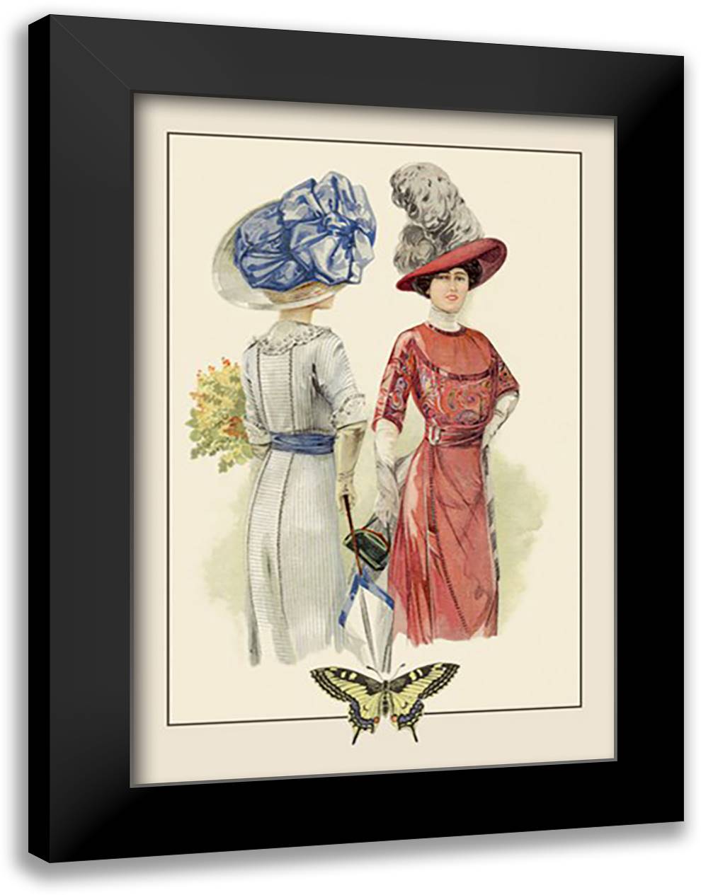 Butterfly Fashions 16x22 Black Modern Wood Framed Art Print Poster