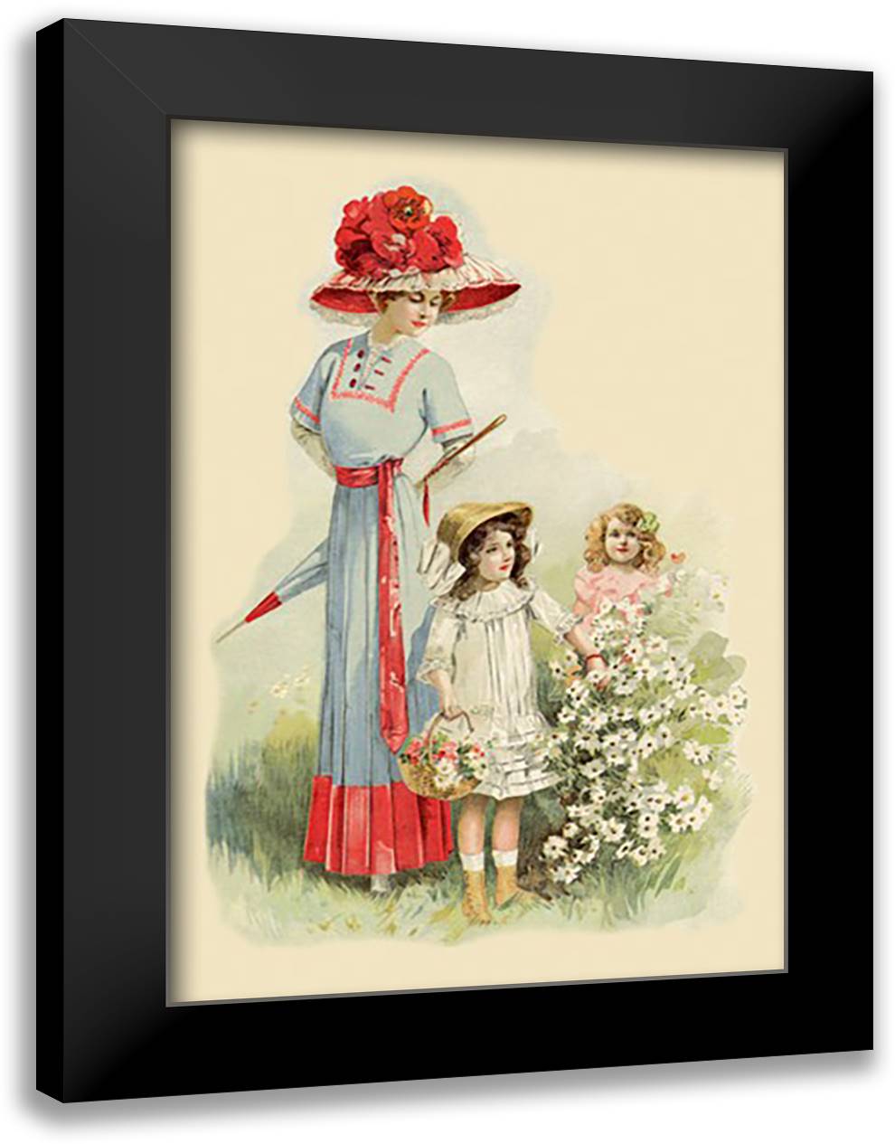 Mother and Daughters 16x22 Black Modern Wood Framed Art Print Poster
