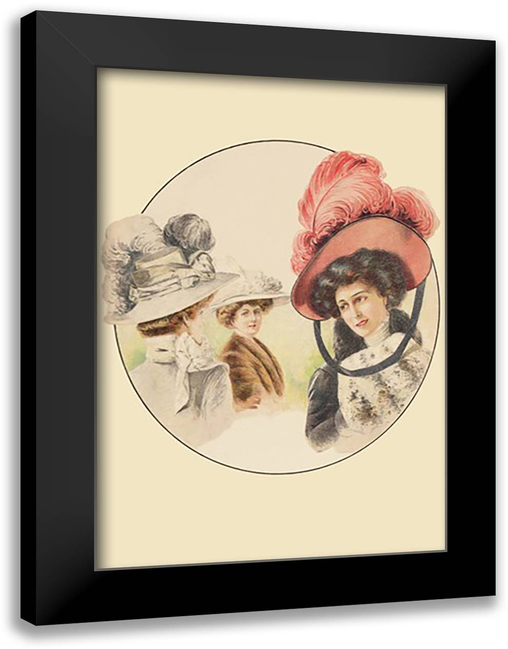 Hats for an Afternoon Stroll 16x22 Black Modern Wood Framed Art Print Poster