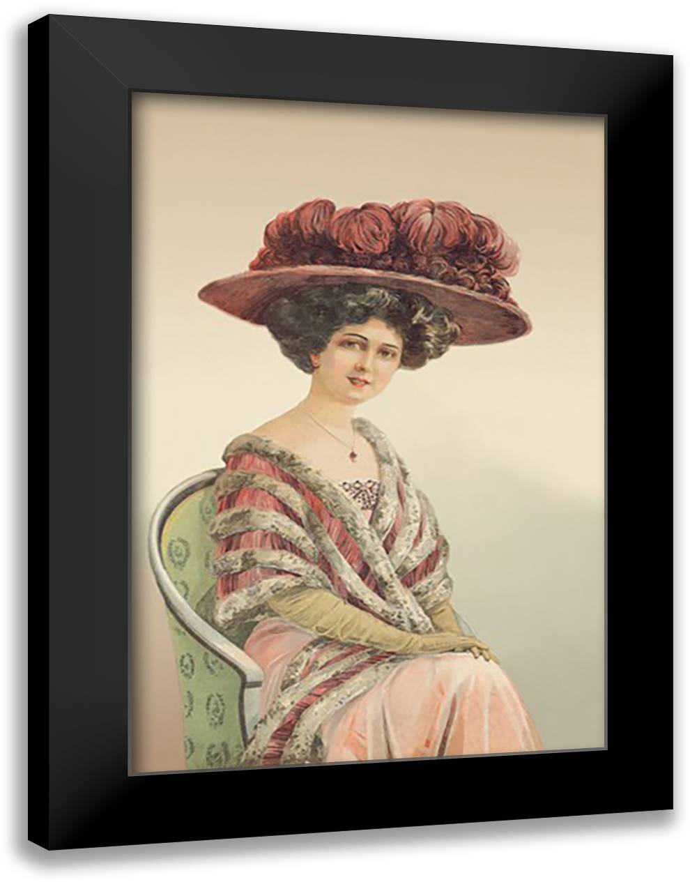 Lady Posing for a Portrait 16x22 Black Modern Wood Framed Art Print Poster