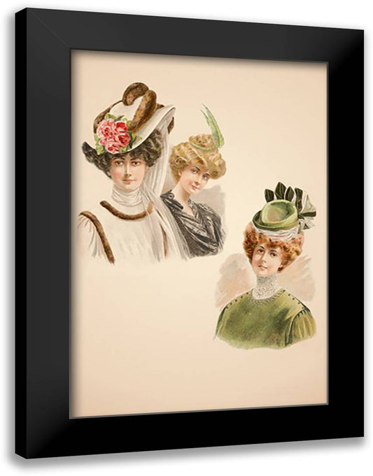 Rose and Fur Caps 16x22 Black Modern Wood Framed Art Print Poster