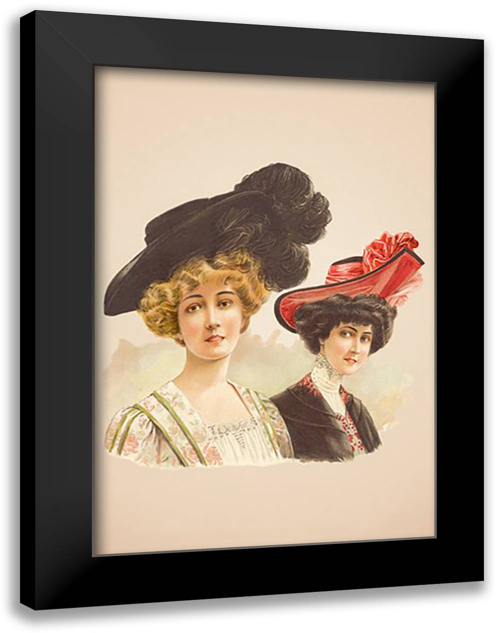 Two Ladies 16x22 Black Modern Wood Framed Art Print Poster